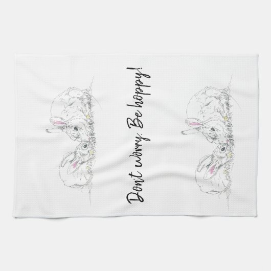 Niedliche Kanincheninchen-Sketch|Seien Sie nicht b Geschirrtuch (Horizontal)