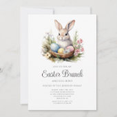 Niedliche Kaninchenjagd und Osterbrunch Einladung (Vorderseite)