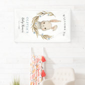 Niedliche Kaninchenjunge Babydusche Willkommen Banner (Insitu)