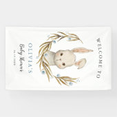 Niedliche Kaninchenjunge Babydusche Willkommen Banner (Horizontal)