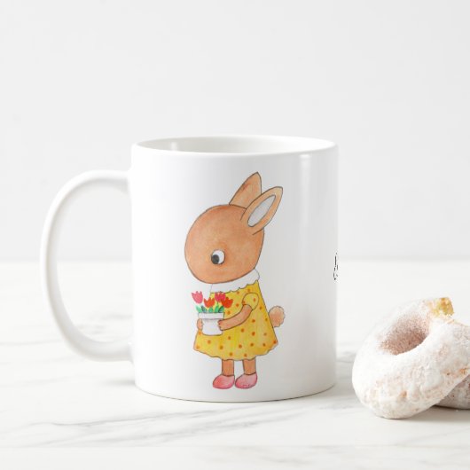 Niedliche Kaninchenkunst Personalisiert Kaffeetasse (Mit Donut)