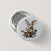 Niedliche Kaninchenlesekinder Button (Vorne & Hinten)