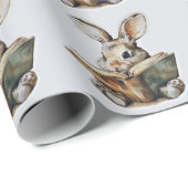 Niedliche Kaninchenlesekinder Geschenkpapier (Rolleneckpunkt)