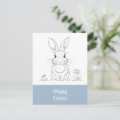 Niedliche Kaninchenlinie Art - Happy Easter Postkarte (Stehend Vorderseite)