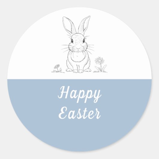 Niedliche Kaninchenlinie Art - Happy Osteraufklebe Runder Aufkleber (Vorderseite)