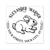 Niedliche Kaninchenlinie Art Name Rücksendeadresse Permastempel (Design)