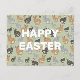 Niedliche Kaninchenmuster neutrale Farben glücklic Feiertagspostkarte