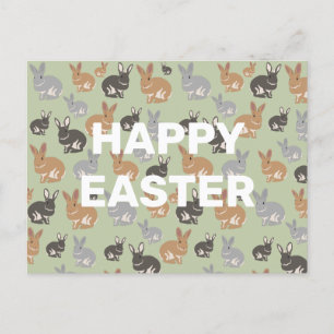 Niedliche Kaninchenmuster neutrale Farben glücklic Feiertagspostkarte