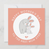 Niedliche Kaninchenmutter, Babykorallenmutter Tag Feiertagskarte (Vorderseite)