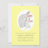 Niedliche Kaninchenmutter, hellgelbe Babydusche Einladung (Vorderseite)