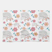 Niedliche Kaninchenmutter und Hase, Muster der Blu Geschirrtuch (Horizontal)