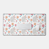 Niedliche Kaninchenmutter und Hase, Muster der Blu Schreibtischunterlage (Tastatur & Maus)