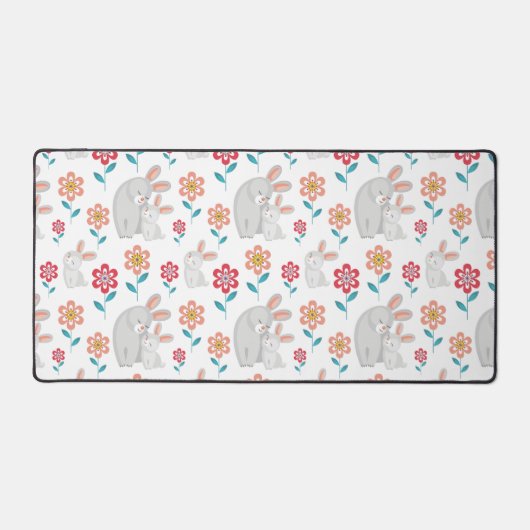 Niedliche Kaninchenmutter und Hase, Muster der Blu Schreibtischunterlage (Vorderseite)