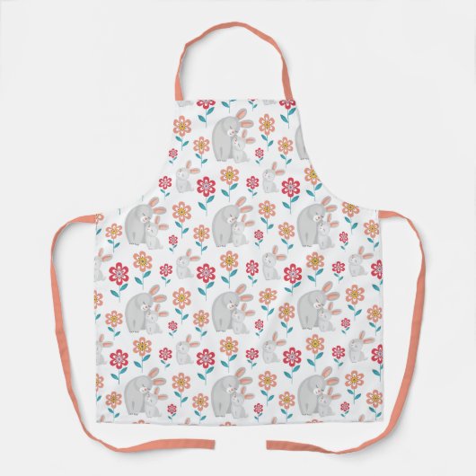 Niedliche Kaninchenmutter und Hase, Muster der Blu Schürze (Vorderseite)