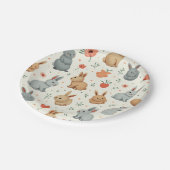 niedliche Kaninchenplatte Pappteller (Schrägansicht)