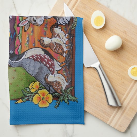 Niedliche Kaninchenquail-Kaktus in der Südwestwüst Geschirrtuch (Viertel Falte)