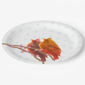 Niedliche Kardinal- und Schneeflocken Pappteller (Schrägansicht)