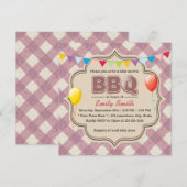 Niedliche karierte Baby-Dusche GRILLEN Party Einladung (Vorne/Hinten)
