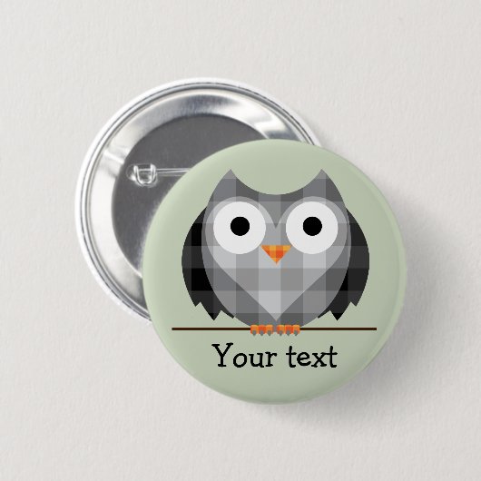 Niedliche karierte graue gehörnte button (Vorne & Hinten)