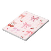 Niedliche, karierte und rosa Coquette Früchte und Notizblock (Rotiert)