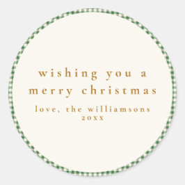 Niedliche Karierte Weihnachtswünsche Runder Aufkleber