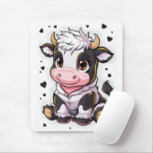 Niedliche Karikaturenkuh mit großen ausdrucksstark Mousepad (Mit Mouse)