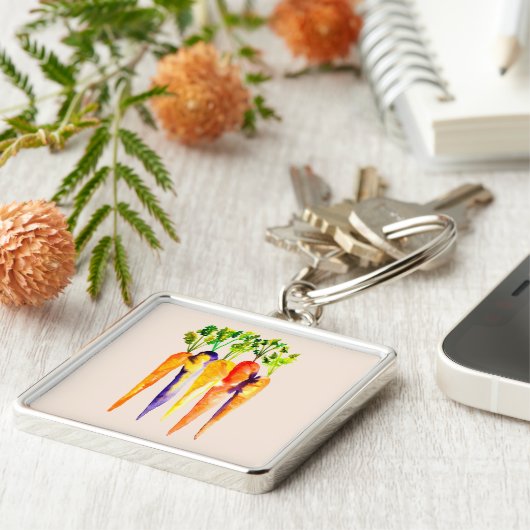 Niedliche Karotten Aquarellkunst Schlüsselanhänger (Seite)