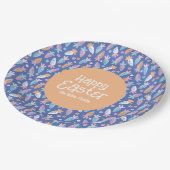 Niedliche Karotten mit Ostertext und -name Pappteller (Schrägansicht)