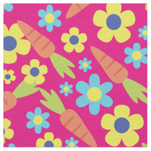 Niedliche Karotten und Blume Frühjahr Ostern Stoff