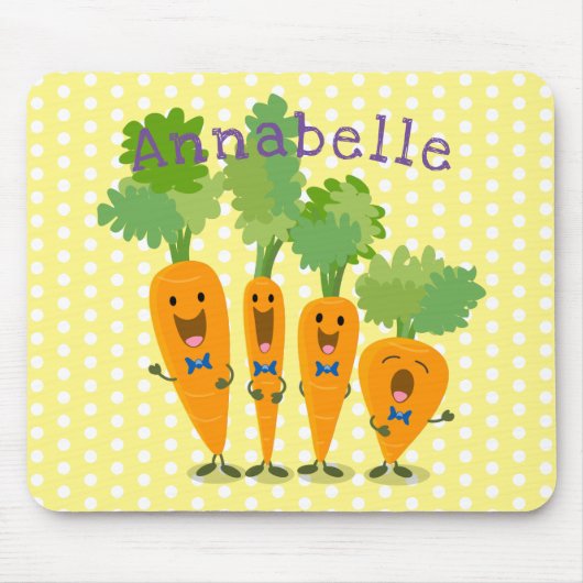 Niedliche Karottenquartett-Cartoon-Abbildung Mousepad (Vorne)