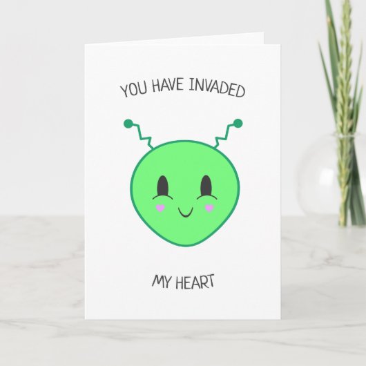 Niedliche Karte alien-Invasion Kawaii Valentines (Vorderseite)