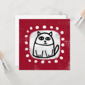 Niedliche Karte auf roter Grußkarte (Vorderseite/Rückseite Beispiel)