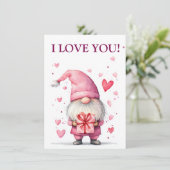 niedliche Karte mit einem rosa Cartoon in Liebe (Stehend Vorderseite)