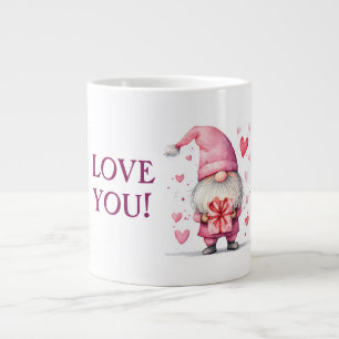 niedliche Karte mit einem rosa Cartoon in Liebe Jumbo-Tasse