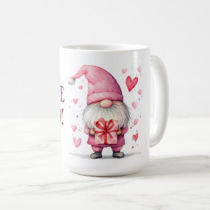 niedliche Karte mit einem rosa Cartoon in Liebe Kaffeetasse