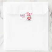 niedliche Karte mit einem rosa Cartoon in Liebe Quadratischer Aufkleber (Tasche)