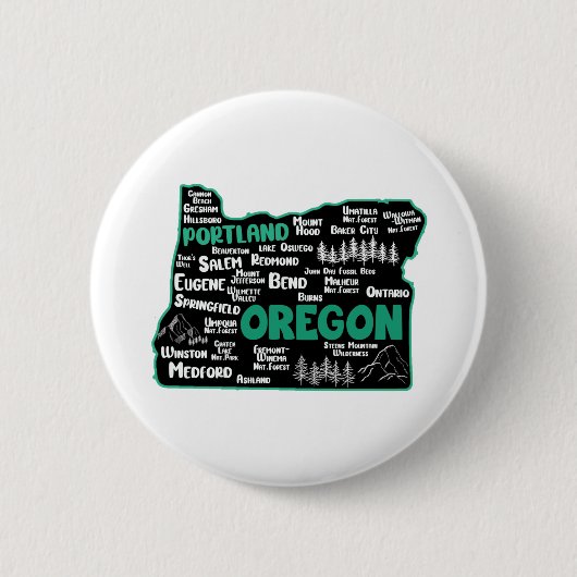 Niedliche Karte von Oregon, Portland, Salem, Eugen Button (Vorderseite)