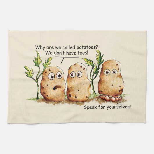 Niedliche Kartoffeln haben Zehen Funny Potato Pun Geschirrtuch (Horizontal)