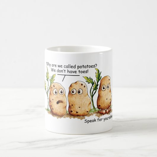 Niedliche Kartoffeln haben Zehen Funny Potato Pun Kaffeetasse (Mittel)