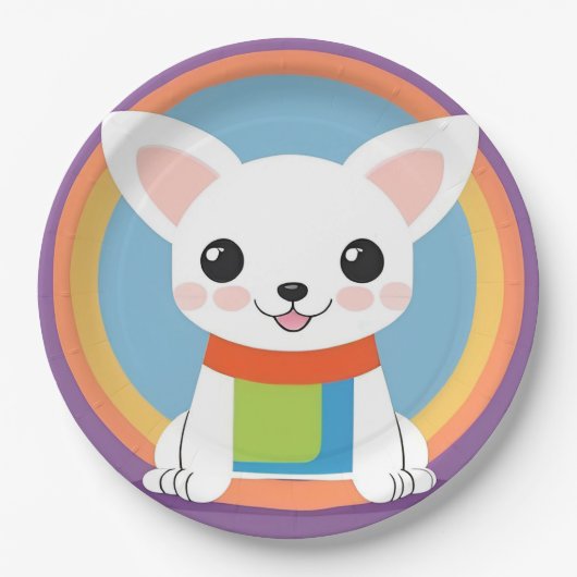 Niedliche Kartoon Dog Illustration Pappteller (Vorderseite)