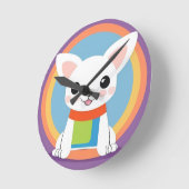 Niedliche Kartoon Dog Illustration Runde Wanduhr (Winkel)