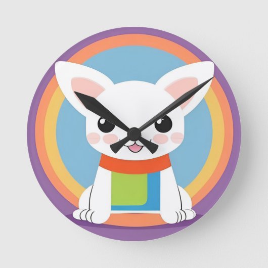 Niedliche Kartoon Dog Illustration Runde Wanduhr (Vorderseite)