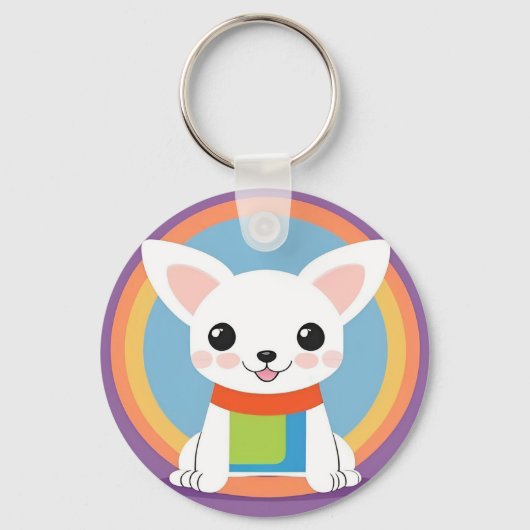 Niedliche Kartoon Dog Illustration Schlüsselanhänger (Vorderseite)