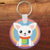 Niedliche Kartoon Dog Illustration Schlüsselanhänger (Rückseite)