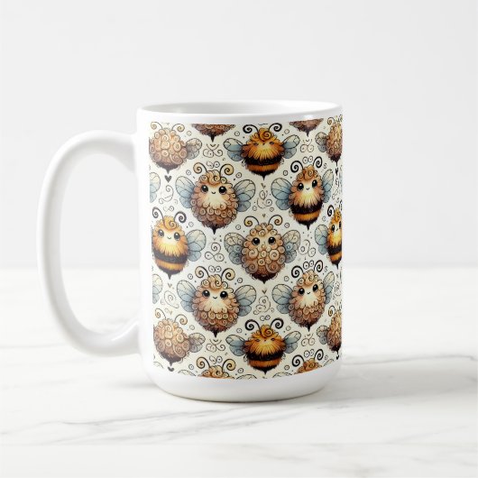 Niedliche, kartoonische Biene Kaffeetasse (Links)