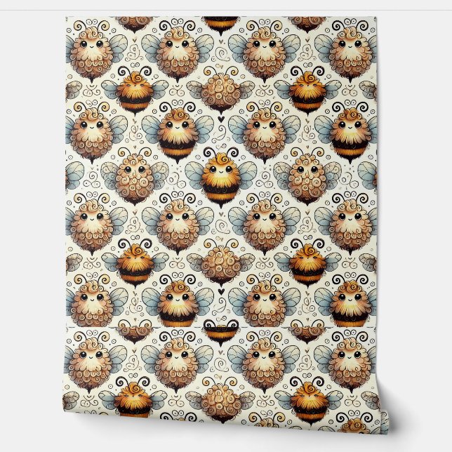 Niedliche, kartoonische Biene Tapete (Abrollen)