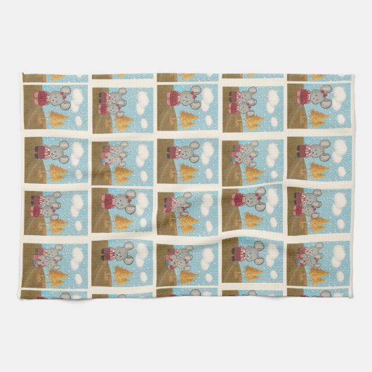 Niedliche Käsemaus Comic Strip Geschirrtuch (Horizontal)