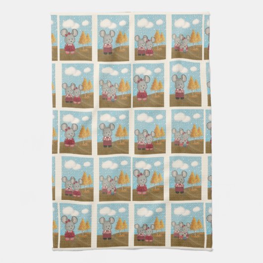 Niedliche Käsemaus Comic Strip Geschirrtuch (Vertikal)