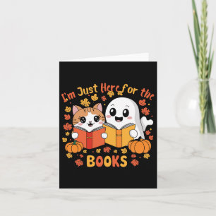 Niedliche Kat- und Ghost-Reading Halloween-Büchers Karte