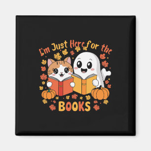 Niedliche Kat- und Ghost-Reading Halloween-Büchers Magnet